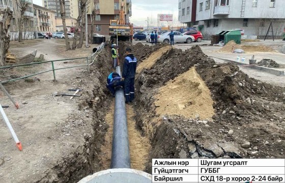 Таван шарын орон сууцнуудын орчимд борооны ус зайлуулах шугам угсарч эхэлжээ